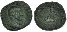 HERENIO ETRUSCO. Sestercio. Roma (250-251). R/ Apolo sentado a izq.; PRINC IVVENTVTIS, (sc). RIC-169a. BC+. Rara.