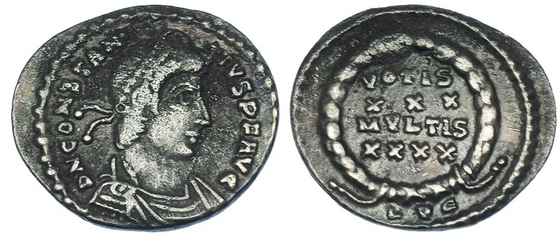 CONSTANCIO II. Silicua. Lugdunum (360-363). R/ VOTIS/XXX/MVLTIS/XXXX, exergo LVG...