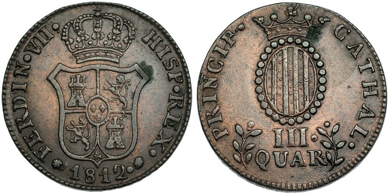 3 quartos. 1812. Cataluña. VI-18. MBC/MBC+.