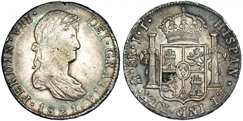 8 reales. 1821. México. JJ. VI-1101. Golpecitos en canto y pequeñas marcas. Páti...