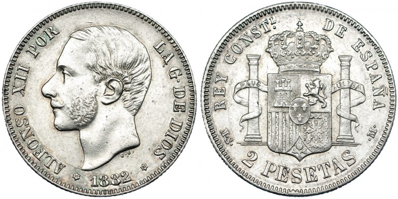 2 pesetas. 1882*18-82. Madrid. MSM. VII-72. EBC-.