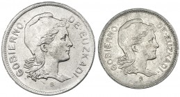 1 y 2 pesetas. Gobierno de Euzkadi. MBC+. VII-237 y 239.