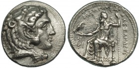 MACEDONIA. ALEJANDRO III. Tetradracma. Side (c. 325-320 a.C.). R/ Delante del trono FI (griego), debajo BS (griego). AR 16,82 g. PRC-2955. Leves concr...