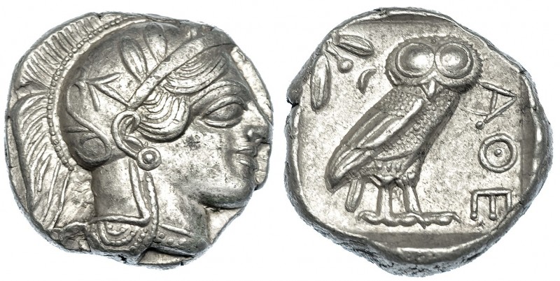 ÁTICA. Atenas. Tetradracma (454-404 a.C.). A/ Cabeza de Atenea a der. con casco ...