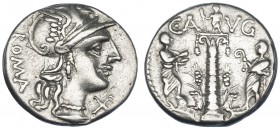 MINUCIA. Denario. Roma (135 a.C.). R/ Encima de la columna ley. CA-VG. CRAW-242.1. FFC-924. MBC+.