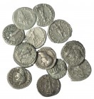 Lote 12 denarios. Vespasiano a Alejandro Severo. En uno de ellos falta un fragmento. BC/MBC-.