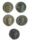 Lote 5 antoninianos: Gordiano III, Galieno, Caro, Carino y Diocleciano. BC/MBC-.