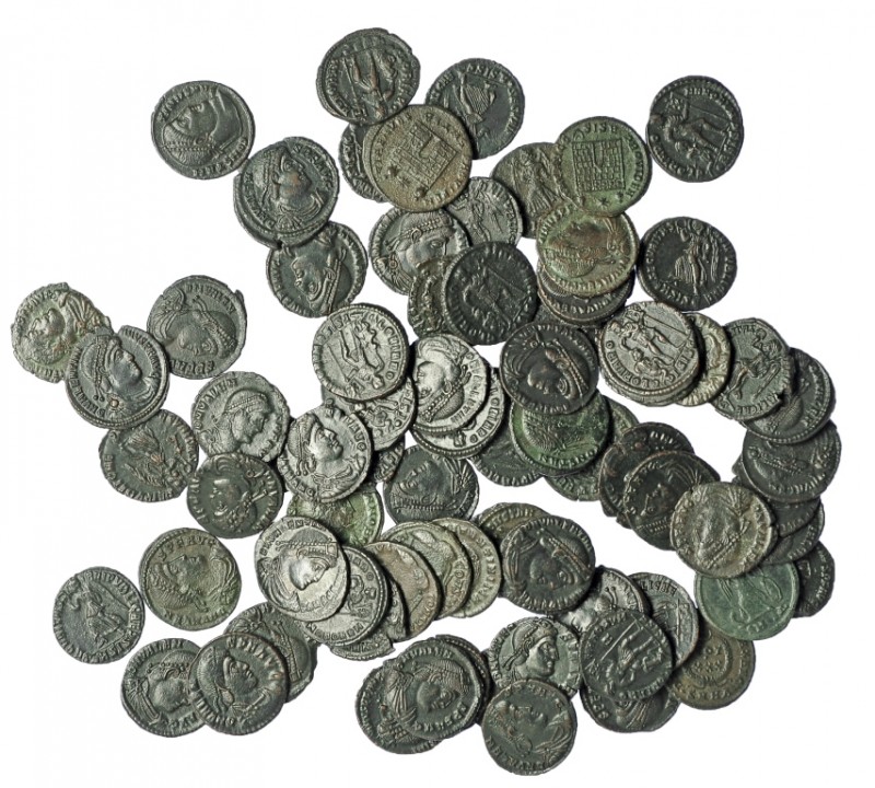 Lote 78 AE-3. Constancio (3), Constantino I (12), Constantino II (3), Valentinia...
