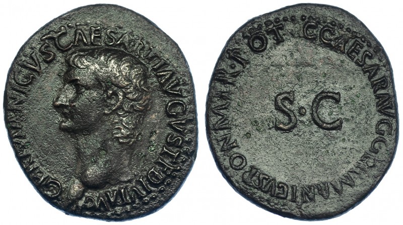 GERMÁNICO (acuñado bajo Calígula). As. Roma (37-38). A/ Cabeza de Germánico a iz...
