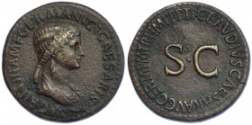 AGRIPINA (bjo Claudio I). Sestercio. Roma (c. 50-54). A/ Cabeza de Agripina la Mayor a der.; AGRIPPINA M F GERMANICI CAESARIS. R/ SC, alrededor TI CLA...