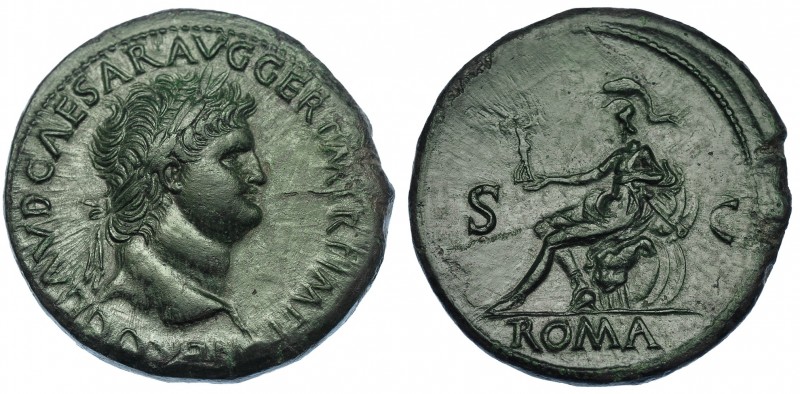 NERÓN. Sestercio. Roma (c. 65 d.C.). A/ Cabeza laureada a der.; NERO CLAVD CAESA...