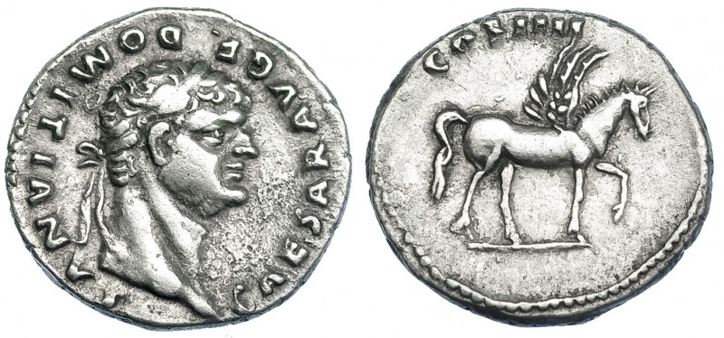 DOMICIANO (bajo Vespasiano). Roma (76-77). R/ Pegaso a der.; COS IIII. RIC-921. ...