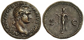DOMICIANO (bajo Vespasiano). As. Roma (77-78). A/ Cabeza laureada a der.; CAESAR AV. F. DOMITIANVS COS V. R/ Spes a izquierda con flor; S-C. RIC-724. ...