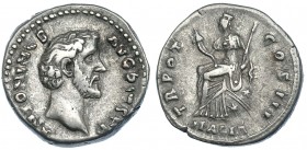 ANTONINO PÍO. Denario. Roma (140-143). R/ Italia sentada a izq.; TR POT COS III, exergo ITALIA. RIC-85. MBC.