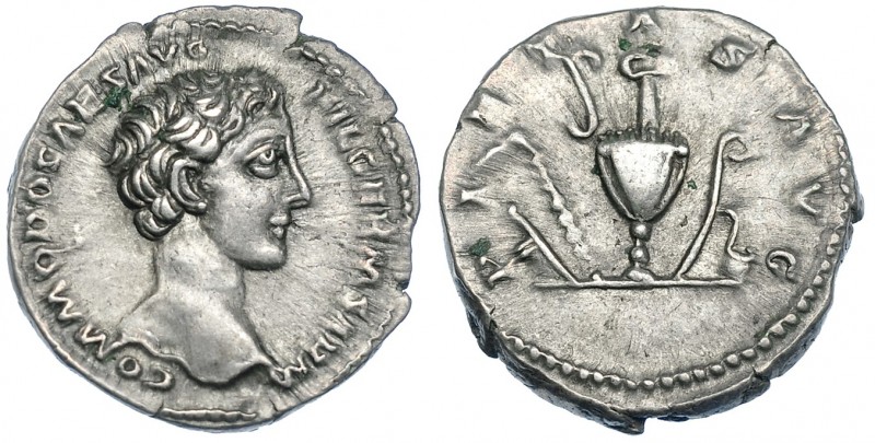 CÓMODO. Denario. Roma (175-176). R/ Instrumentos pontificales; PIETAS AVG. RIC-6...