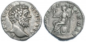 CLODIO ALBINO. Denario. Roma (193-195). R/ Roma sentada a izq. con lanza y palladium; ROMAE AETERNAE. RIC-11. MBC. Escasa.