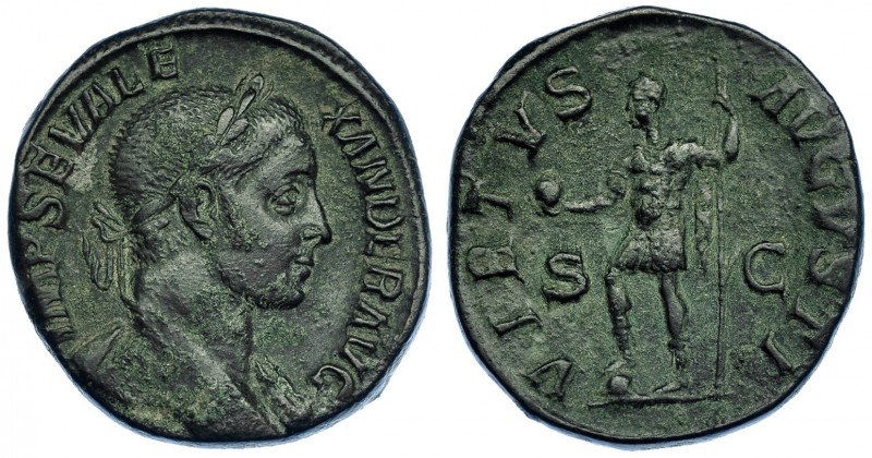 ALEJANDRO SEVERO. Sestercio. Roma (222-231). R/ Emperador en traje militar a izq...