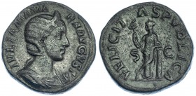 JULIA MAMEA. Sestercio. Roma (222-235). R/ Felicitas a der. apoyada en columna y con caduceo. RIC-676. Pátina verde oscuro con pequeñas erosiones. MBC...