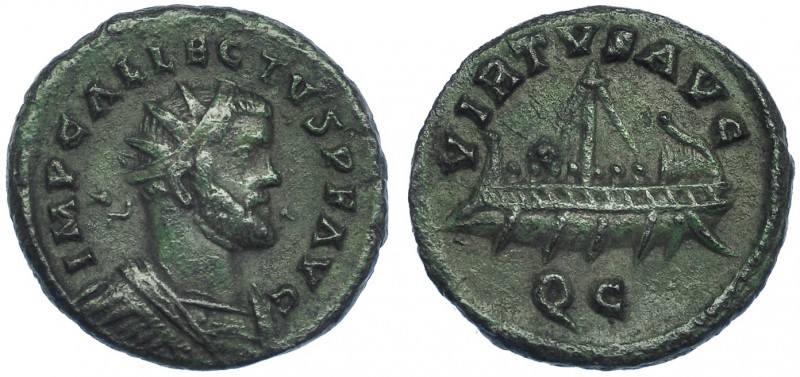 ALECTO. Quinario. Camulodunum (293-296). R/ Galera a izq.; VIRTVS AVG, exergo QC...