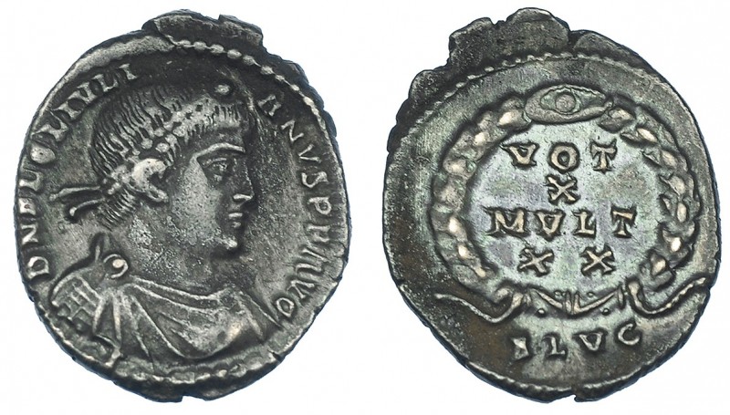 JULIANO II. Silicua. Lugdunum (361-362). R/ VOT/X/MVLT/XX, exergo SLVG. RIC-234....
