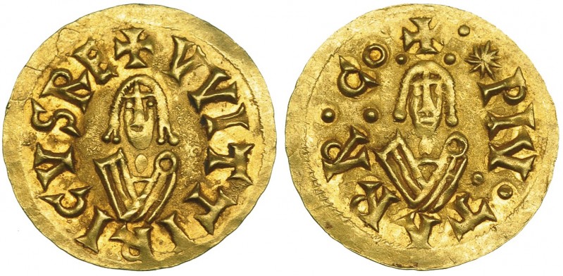 WITERICO. Tremissis. Tarraco. A/ + VVITTIRICVSRE. R/ +:*PIV:TARR:CO:. AU 1,46 g....
