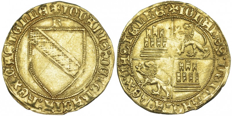 JUAN II. Dobla de la banda. Burgos. A/ +IOHANIS: DEI GRACIA: REX : CASTELLE. R/ ...