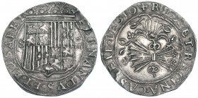 4 reales. Sevilla. P cuadrada. AC-564. Pequeña grieta. Pátina gris. EBC-.