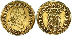 1/2 escudo. 1757. Madrid. JB. VI-416. MBC.