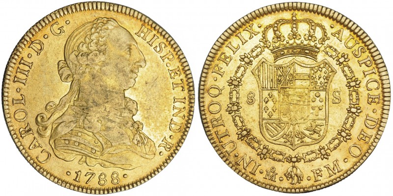 8 escudos. 1788. México. FM. VI-1667. Rayitas en rev. R.B.O. MBC/MBC+.
