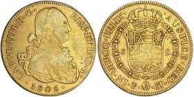 8 escudos. 1805. Potosí. PJ. VI-1408. MBC-/MBC.
