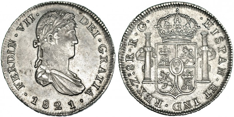 8 reales. 1821. Zacatecas. RG. VI-1209. MBC+.