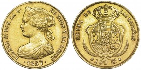 100 reales. 1857. Sevilla. VI-657. MBC.