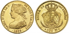 100 reales. 1859. Sevilla. VI-659. Pequeñas marcas. EBC+.