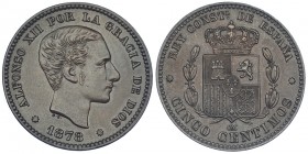 5 céntimos. 1878. Barcelona. OM. VII-43. EBC.