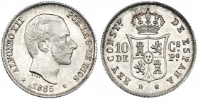10 centavos de peso. 1885. Manila. VII-56. B.O. SC.