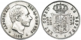20 centavos de peso. 1883. Manila. VII-67. EBC-.