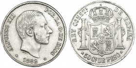 50 centavos de peso. 1882. Manila. VII-77. MBC+.