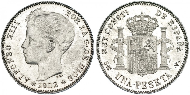 Peseta. 1902*19-02. Madrid. SMV. VII-158. EBC+.