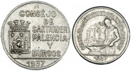 50 cts. y 1 peseta. Consejo de Santander, Palencia y Burgos. VII-265 y 266. MBC+/EBC-.