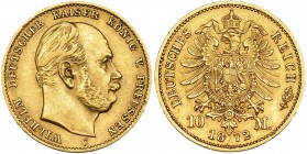 ESTADOS ALEMANES. PRUSIA. 10 marcos. 1872-C. KM-502. MBC+/EBC-.