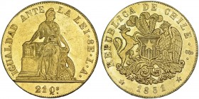 CHILE. 8 escudos. 1851. LA. KM-105. Pequeñas marcas. EBC-.