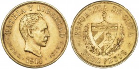 CUBA. 10 pesos. 1916. KM-20. EBC.