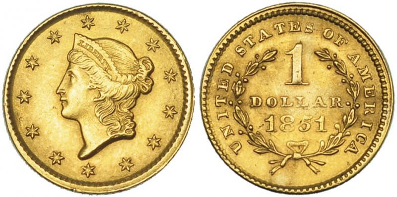 ESTADOS UNIDOS DE AMÉRICA. 1 dólar. 1851. KM-73. MBC+.