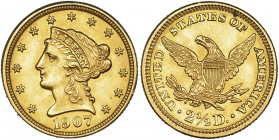 ESTADOS UNIDOS DE AMÉRICA. 2,5 dólares. 1907. KM-72. Pequeñas marcas. EBC+.