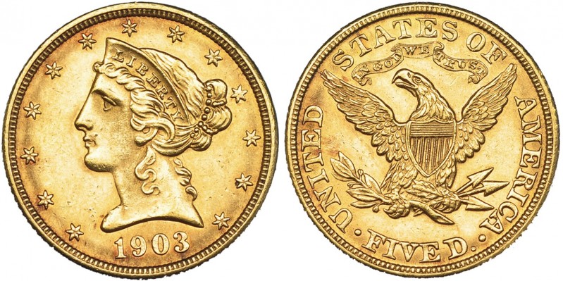 ESTADOS UNIDOS DE AMÉRICA. 5 dólares. 1903. KM-101. EBC.