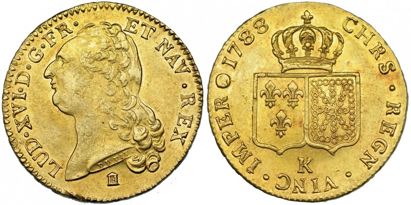 FRANCIA. Luis XVI. Dos luises de oro. 1788, K. KM-592.8. EBC-/EBC.