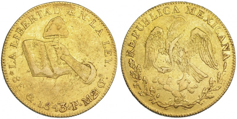 MÉXICO. 8 escudos. 1843. Guanajuato. PM. KM-383.7. MBC-/BC+.