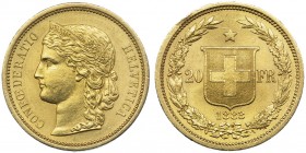 SUIZA. 20 francos. 1883. KM-31.1. Golpecito en gráfila. EBC.