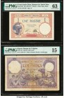 Algeria Banque de l'Algerie 100 Francs 8.6.1933 Pick 81b PMG Choice Fine 15; French Indochina Banque de l'Indo-Chine 1 Piastre ND (1927-31) Pick 48b P...