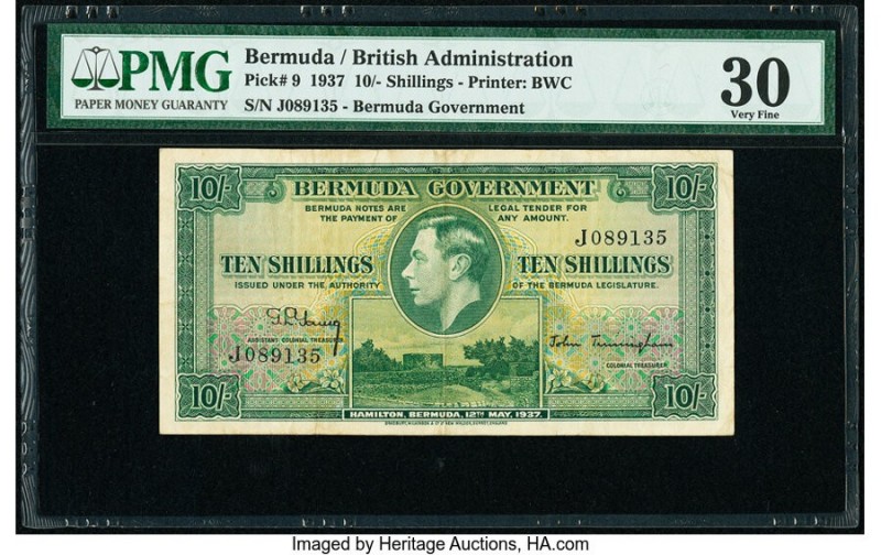 Bermuda Bermuda Government 10 Shillings 12.5.1937 Pick 9 PMG Very Fine 30. 

HID...
